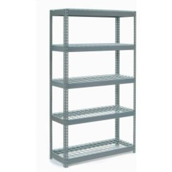 Global Equipment Extra Heavy Duty Shelving 48"W x 18"D x 84"H With 5 Shelves, Wire Deck, Gry 717433